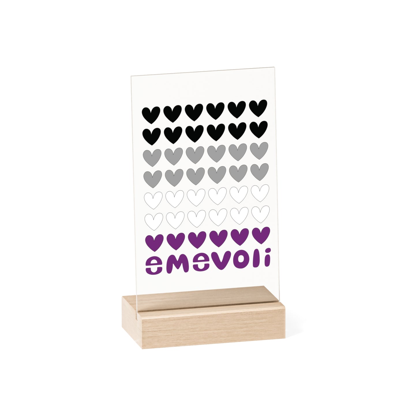 emevoli | Acrylic Sign with Wooden Stand | Asexual Flag Colors