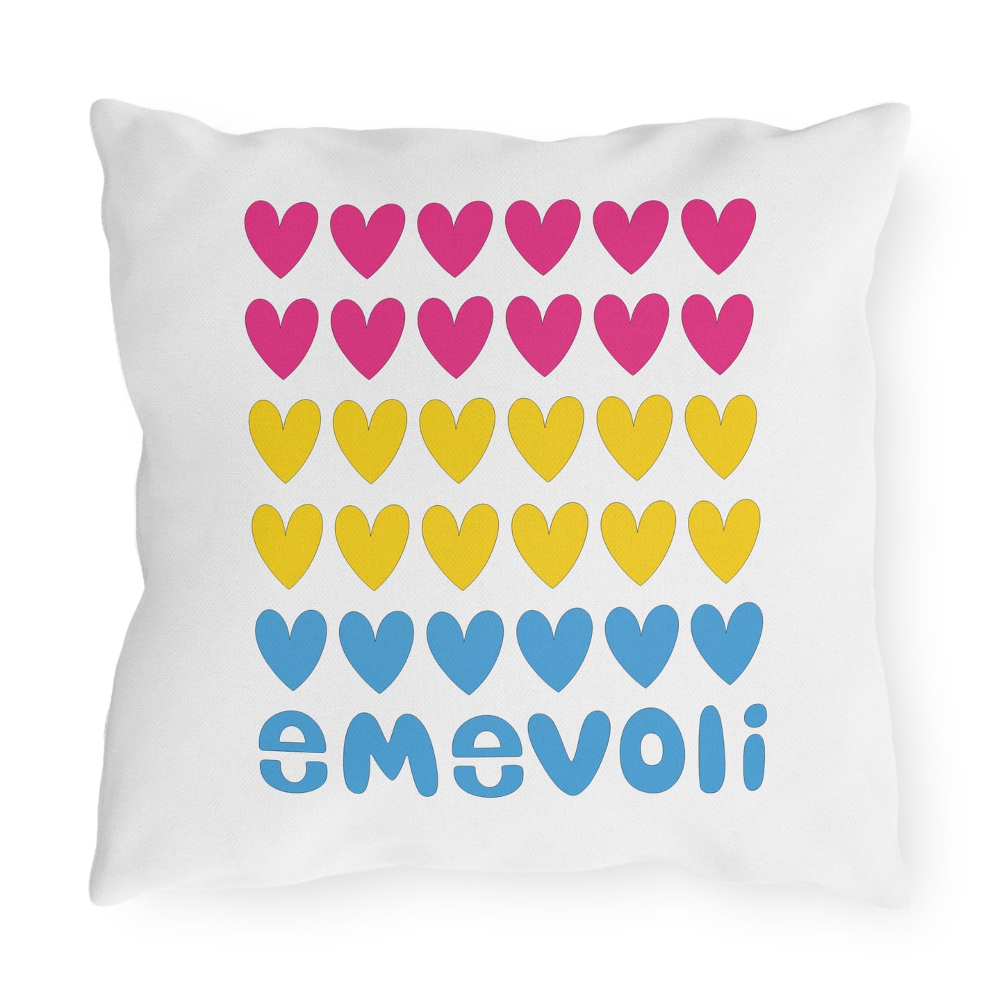 emevoli | Outdoor Pillow | 16x16 | Pansexual Flag Colors