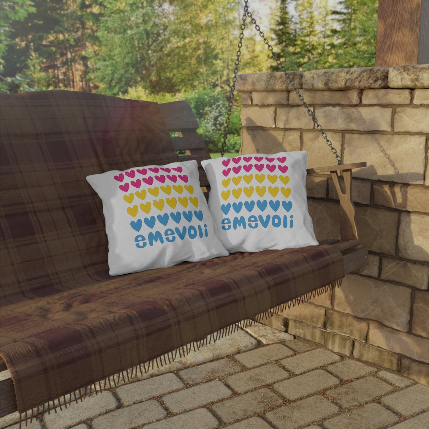 emevoli | Outdoor Pillow | 16x16 | Pansexual Flag Colors