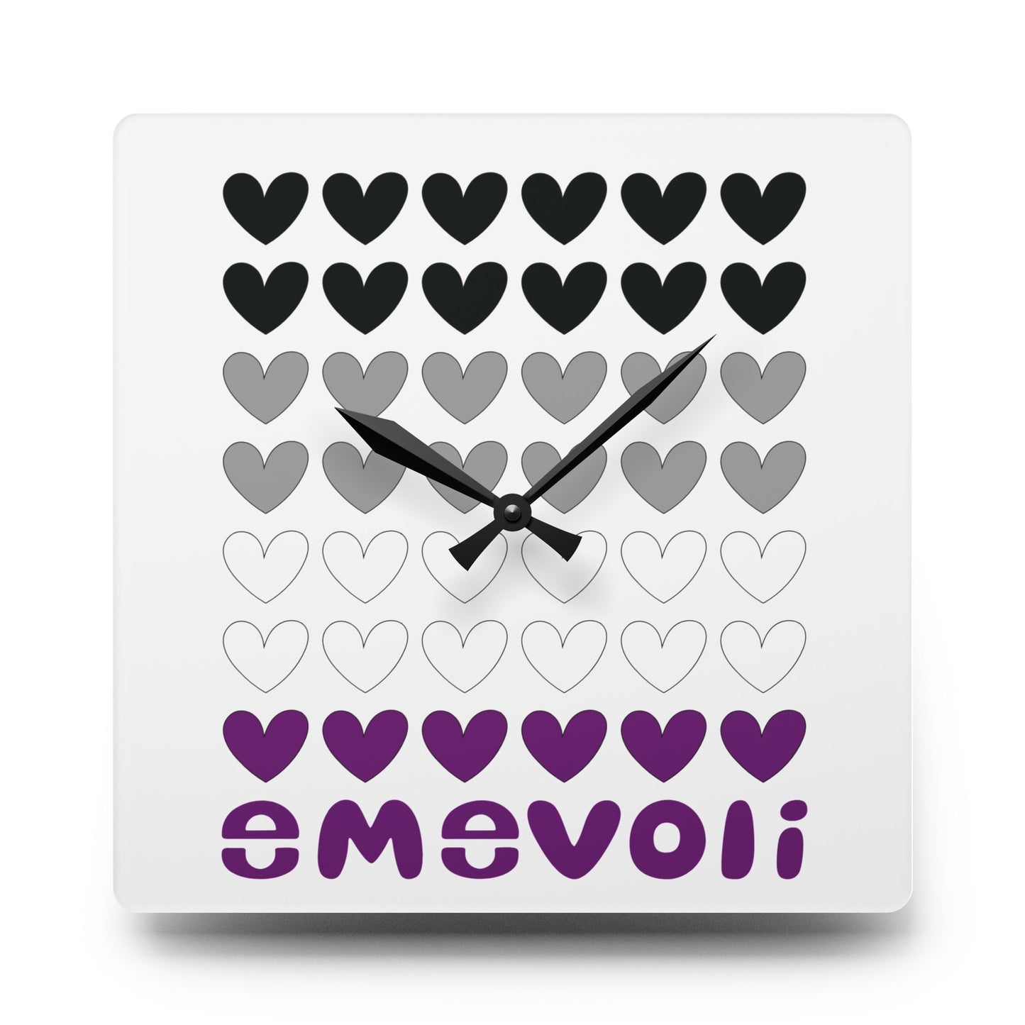 emevoli | Acrylic Wall Clock | Asexual Flag Colors
