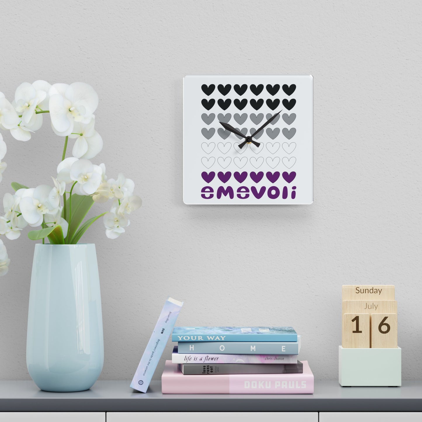 emevoli | Acrylic Wall Clock | Asexual Flag Colors