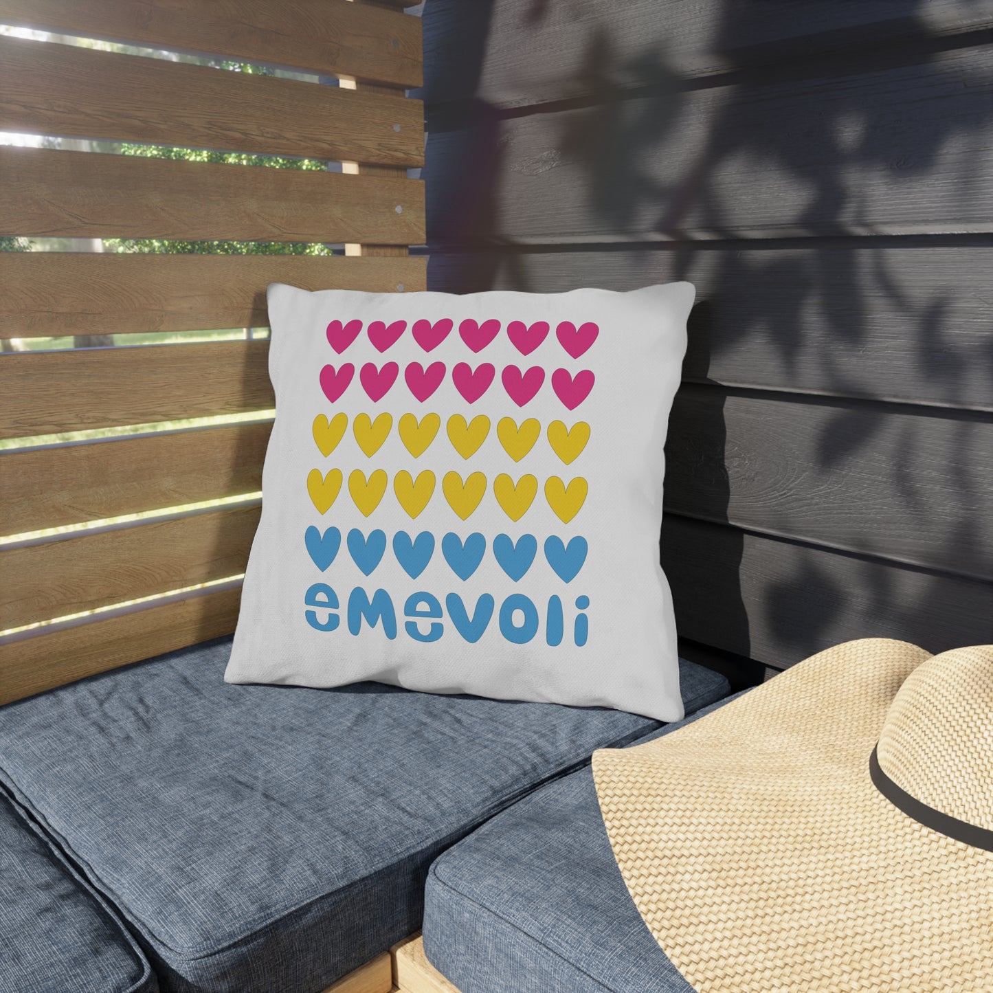 emevoli | Outdoor Pillow | 16x16 | Pansexual Flag Colors