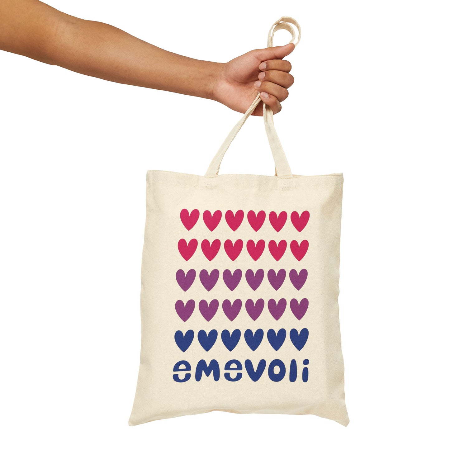 emevoli | Cotton Canvas Tote Bag | Bisexual Flag Colors