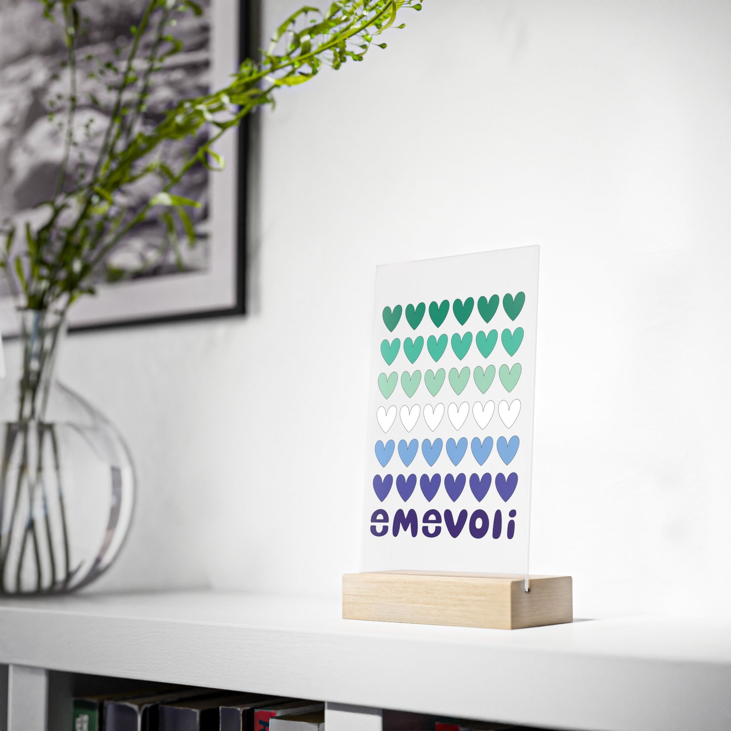 emevoli | Acrylic Sign with Wooden Stand | Gay Men's Flag Colors