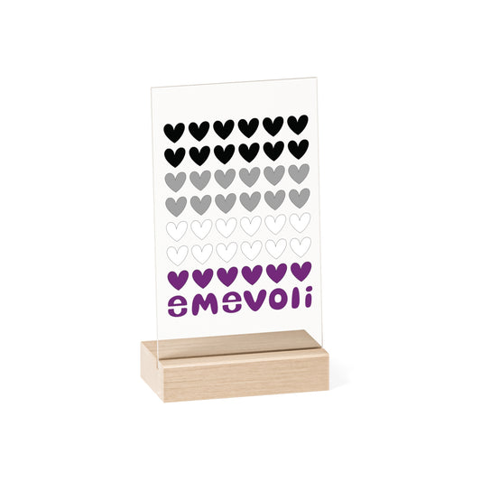 emevoli | Acrylic Sign with Wooden Stand | Asexual Flag Colors