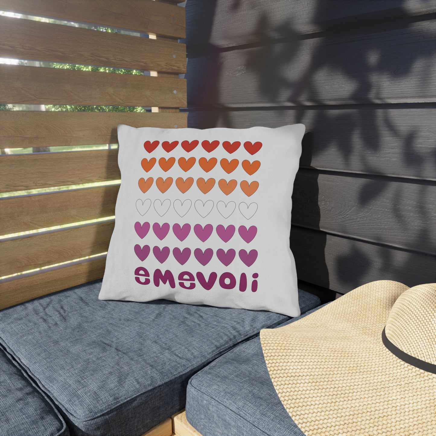 emevoli | Outdoor Pillow | 16x16 | Lesbian Flag Colors