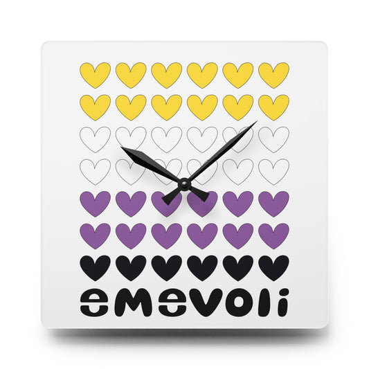 emevoli | Acrylic Wall Clock | NonBinary Flag Colors