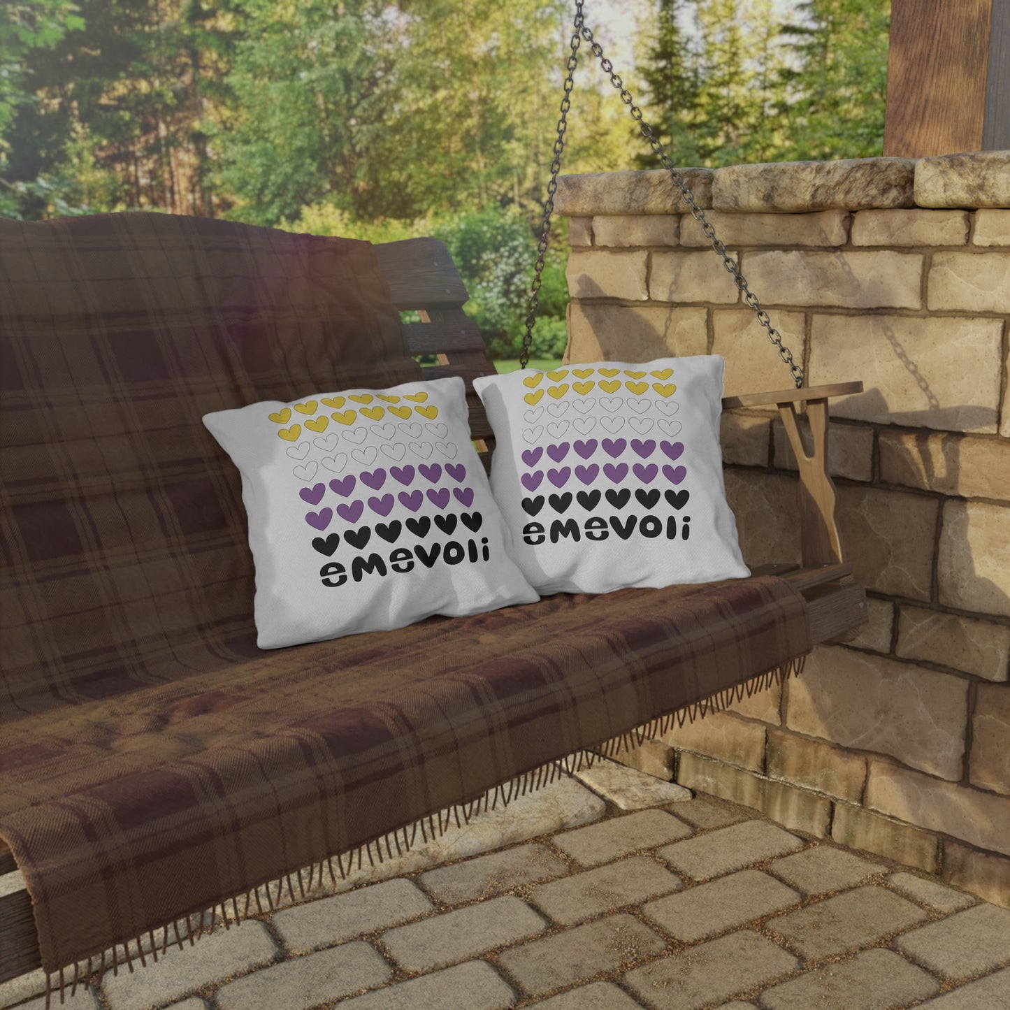 emevoli | Outdoor Pillow | 16x16 | NonBinary Flag Colors