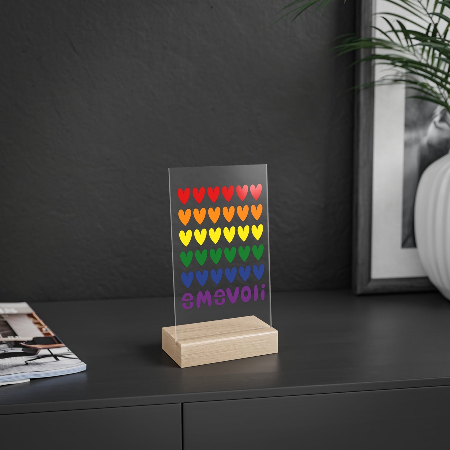 emevoli | Acrylic Sign with Wooden Stand | Pride Flag Colors