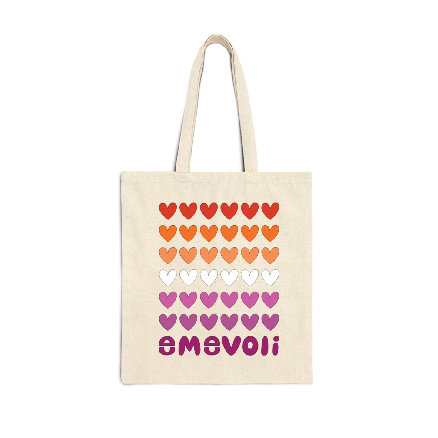 emevoli | Cotton Canvas Tote Bag | Lesbian Flag Colors