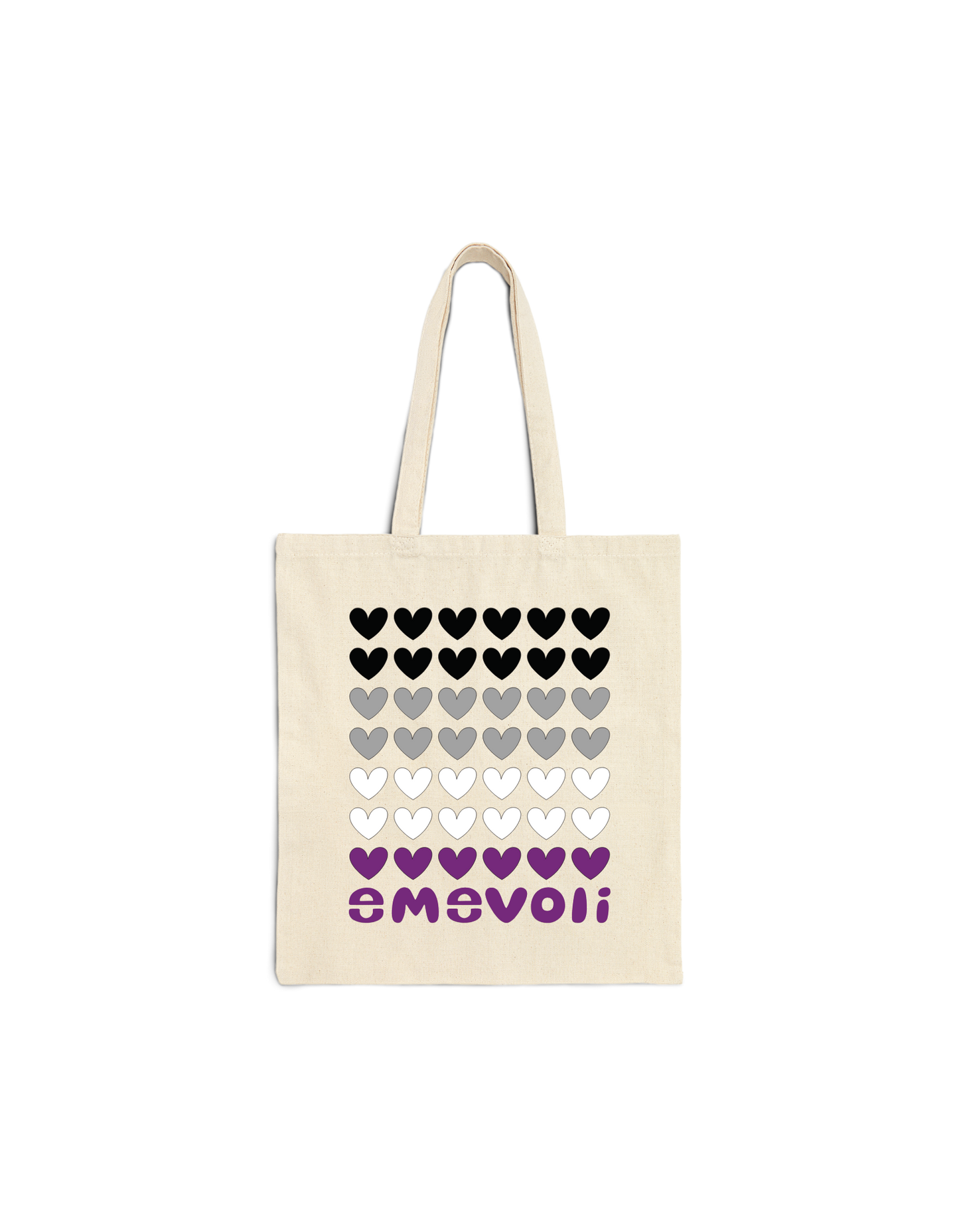 emevoli | Cotton Canvas Tote Bag | Asexual Flag Colors