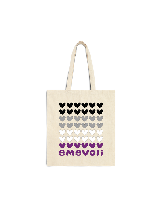 emevoli | Cotton Canvas Tote Bag | Asexual Flag Colors