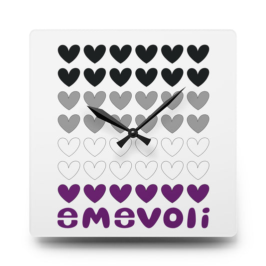 emevoli | Acrylic Wall Clock | Asexual Flag Colors