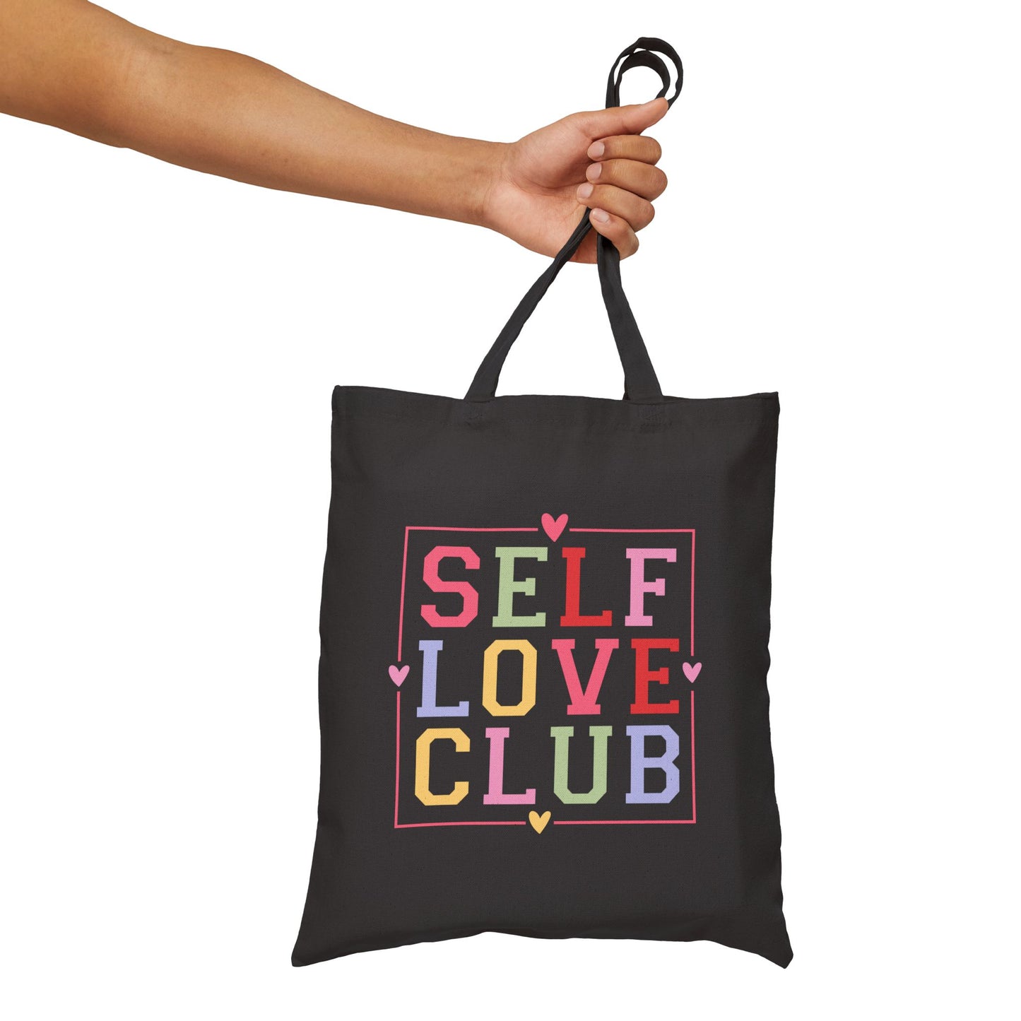Black Cotton Canvas Tote Bag | Self Love Club