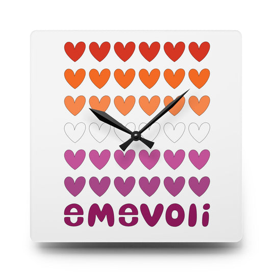 emevoli | Acrylic Wall Clock | Lesbian Flag Colors