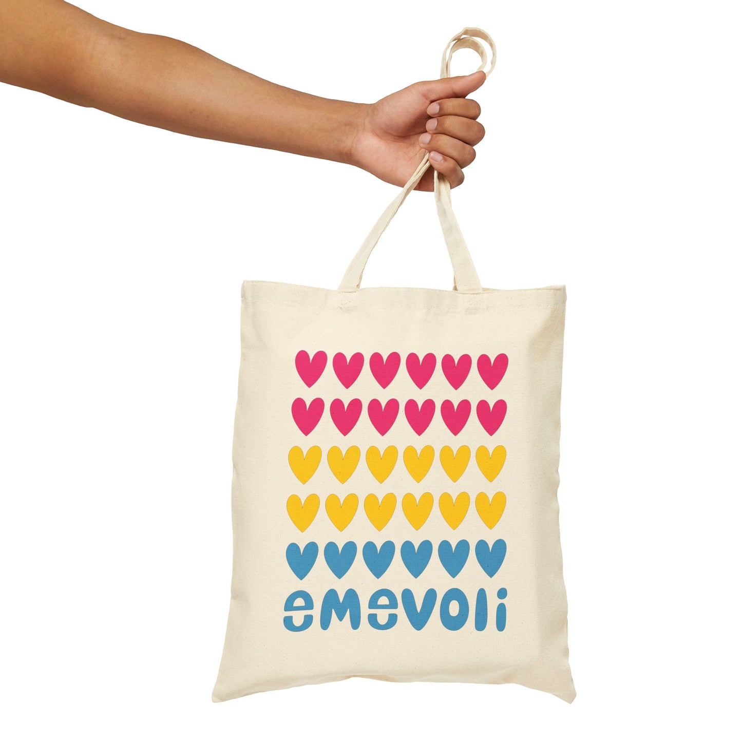 emevoli | Cotton Canvas Tote Bag | Pansexual Flag Colors