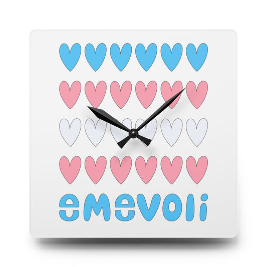 emevoli | Acrylic Wall Clock | Trans Flag Colors