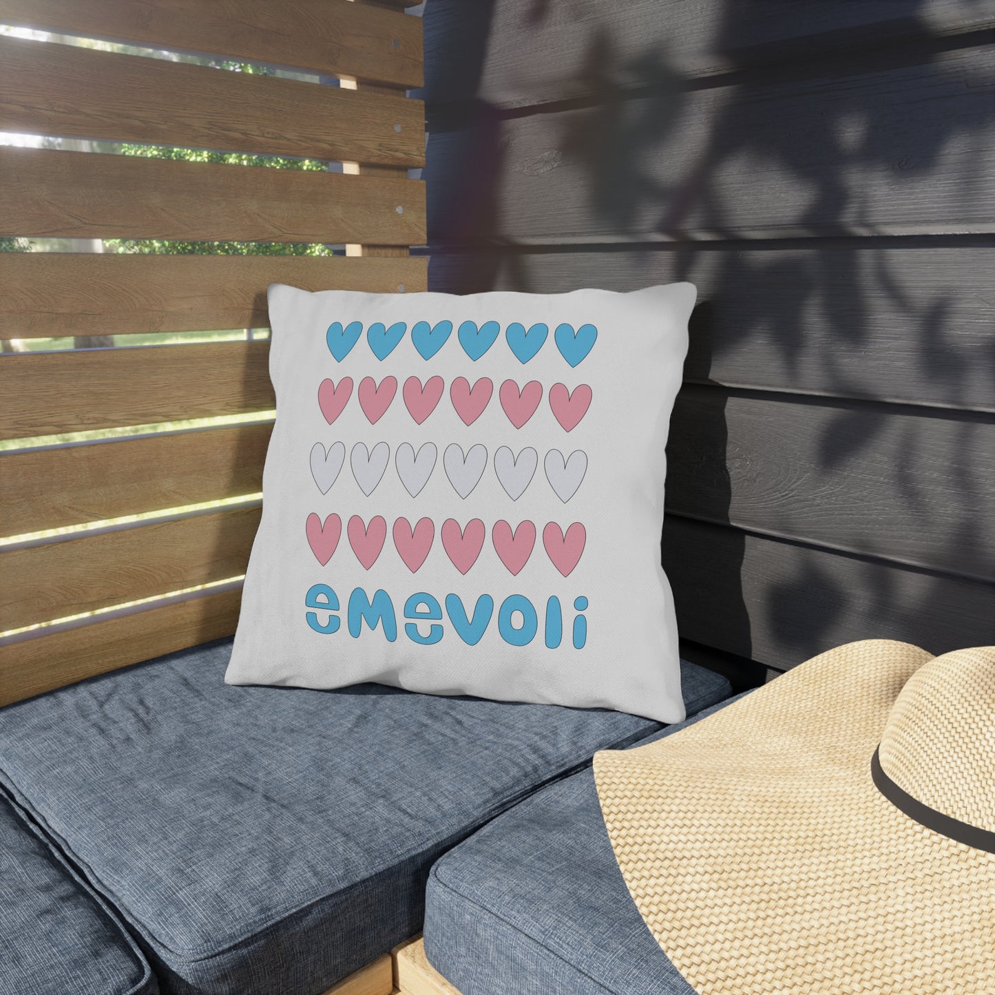 emevoli | Outdoor Pillow | 16x16 | Trans Flag Colors
