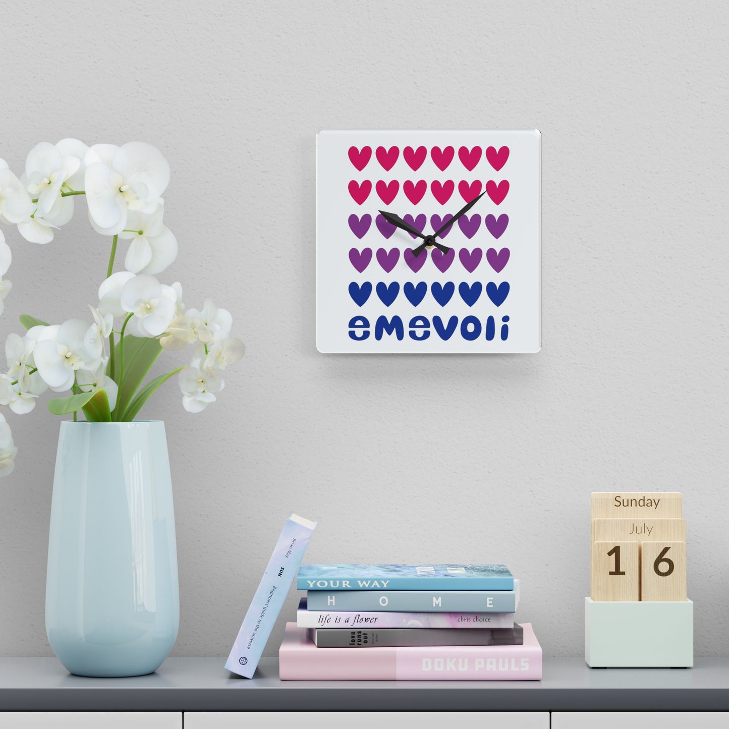 emevoli | Acrylic Wall Clock | Bisexual Flag Colors