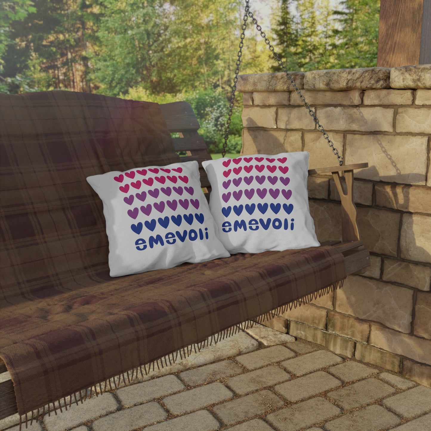 emevoli | Outdoor Pillow | 16x16 | Bisexual Flag Colors