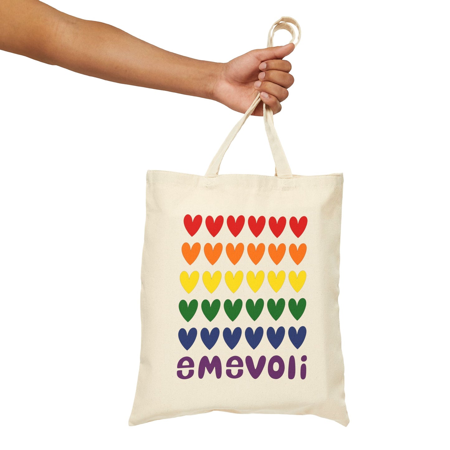 emevoli | Cotton Canvas Tote Bag | Pride Flag Colors