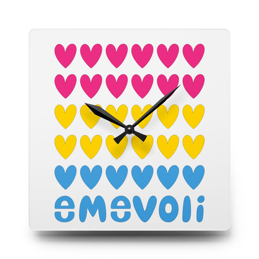 emevoli | Acrylic Wall Clock | Pansexual Flag Colors