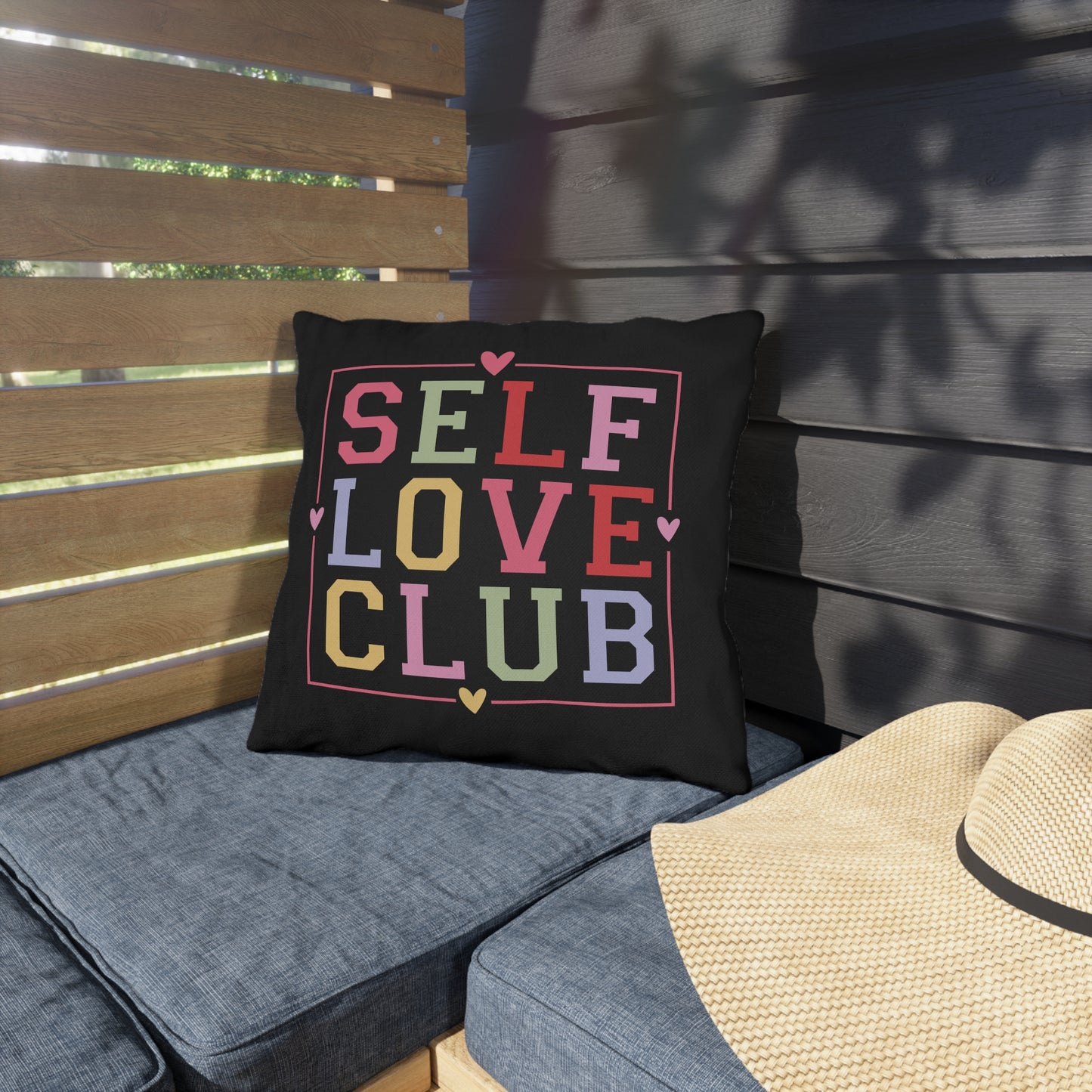 Black Outdoor Pillow | 16x16 | Self Love Club