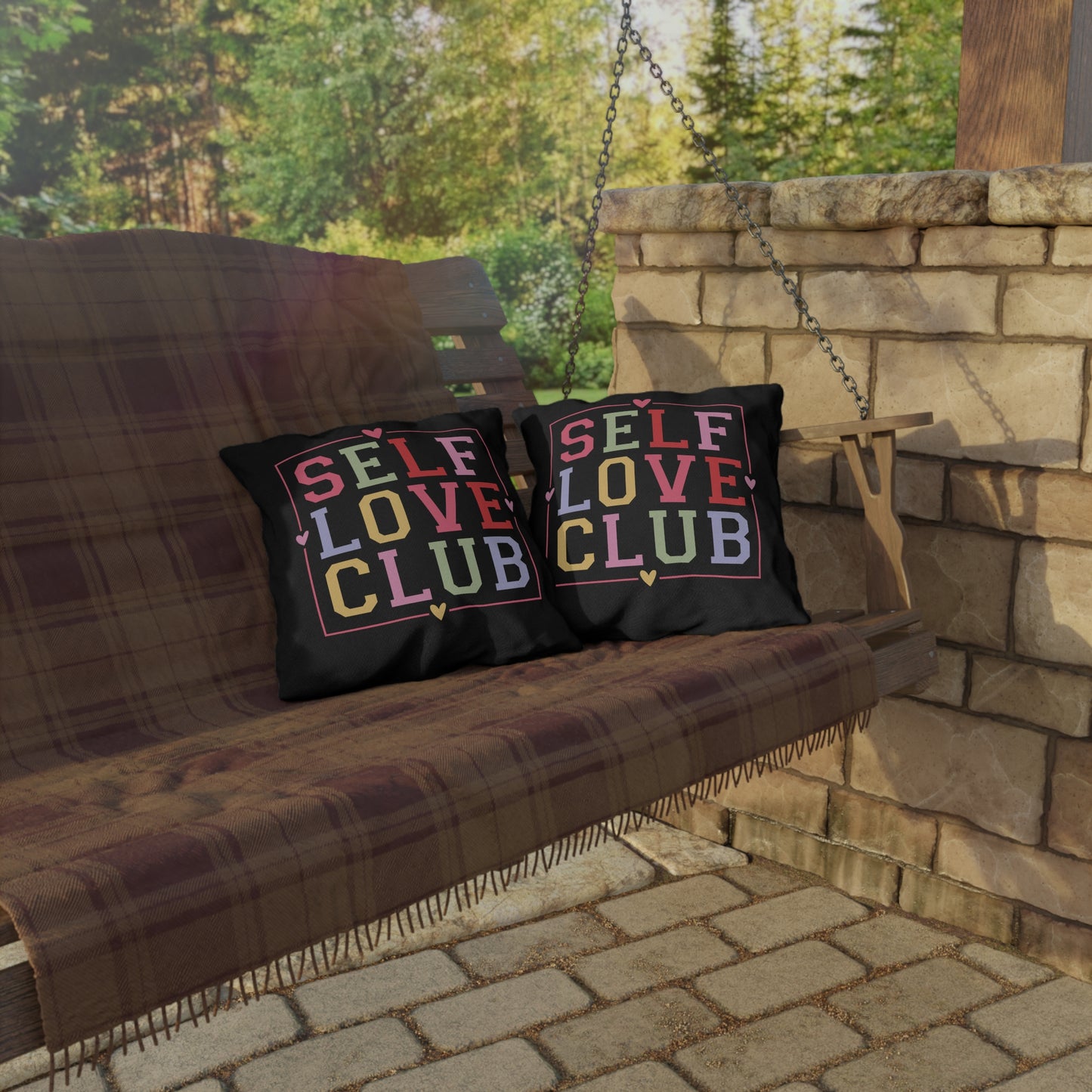 Black Outdoor Pillow | 16x16 | Self Love Club