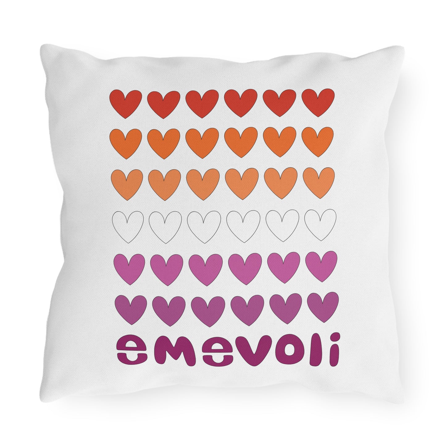 emevoli | Outdoor Pillow | 16x16 | Lesbian Flag Colors