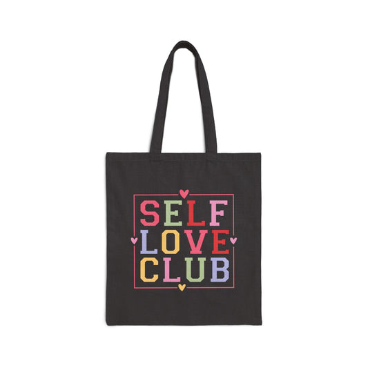 Black Cotton Canvas Tote Bag | Self Love Club