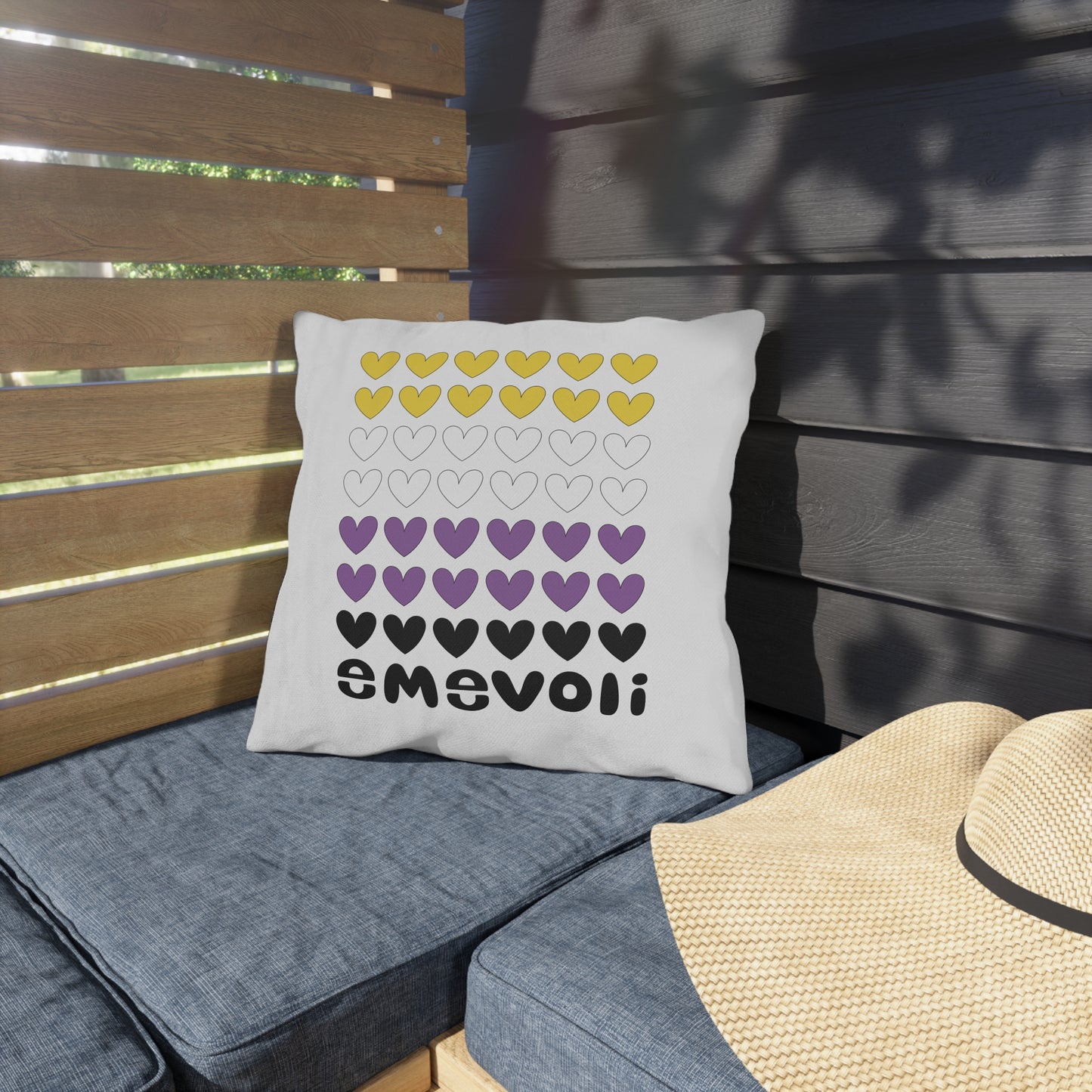 emevoli | Outdoor Pillow | 16x16 | NonBinary Flag Colors