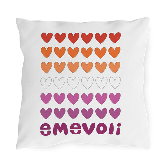 emevoli | Outdoor Pillow | 16x16 | Lesbian Flag Colors