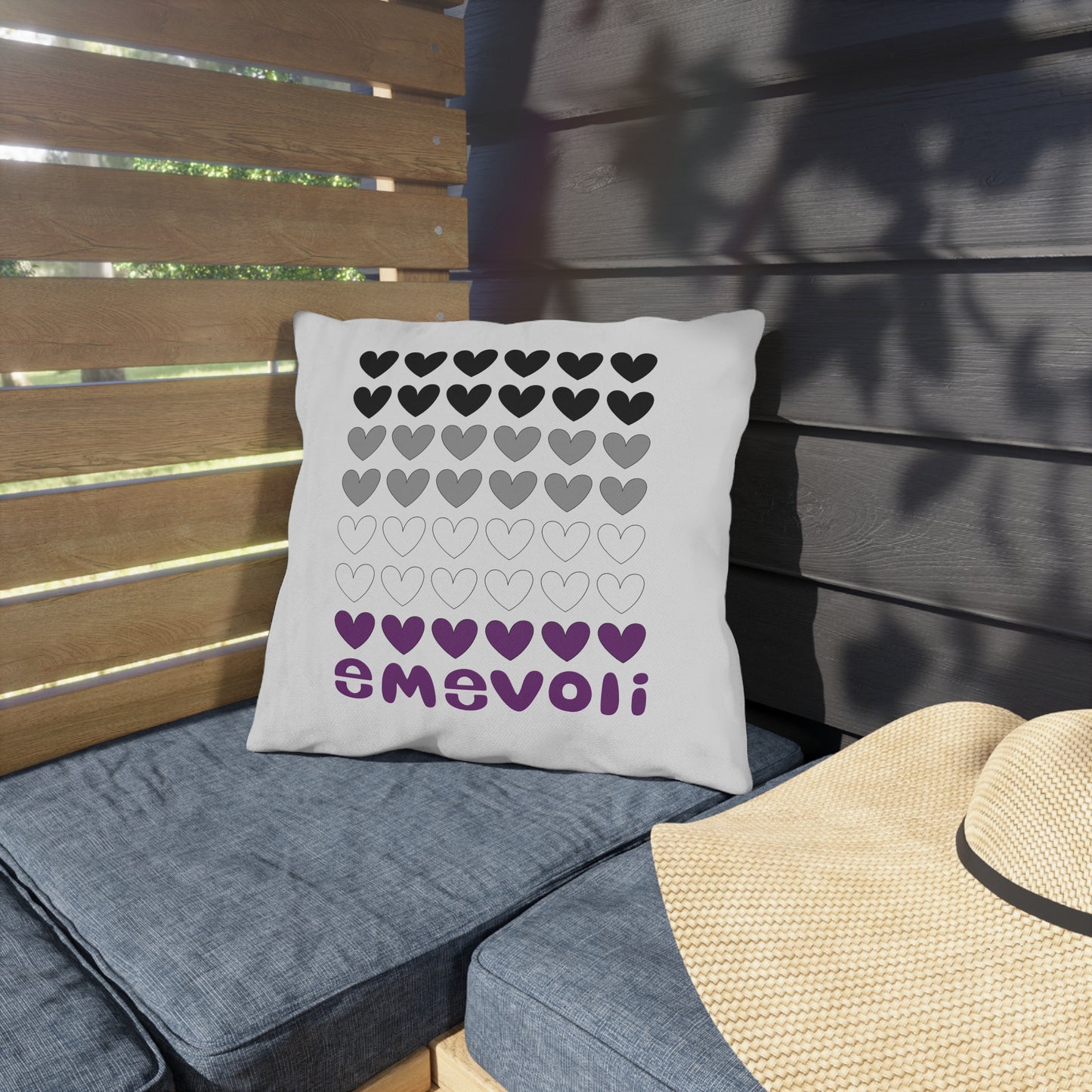 emevoli | Outdoor Pillow | 16x16 | Asexual Flag Colors