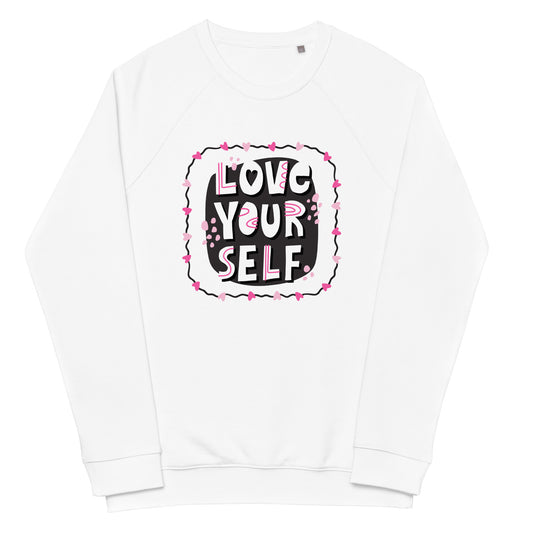 Love Your Self | White Organic Sweatshirt | Unisex