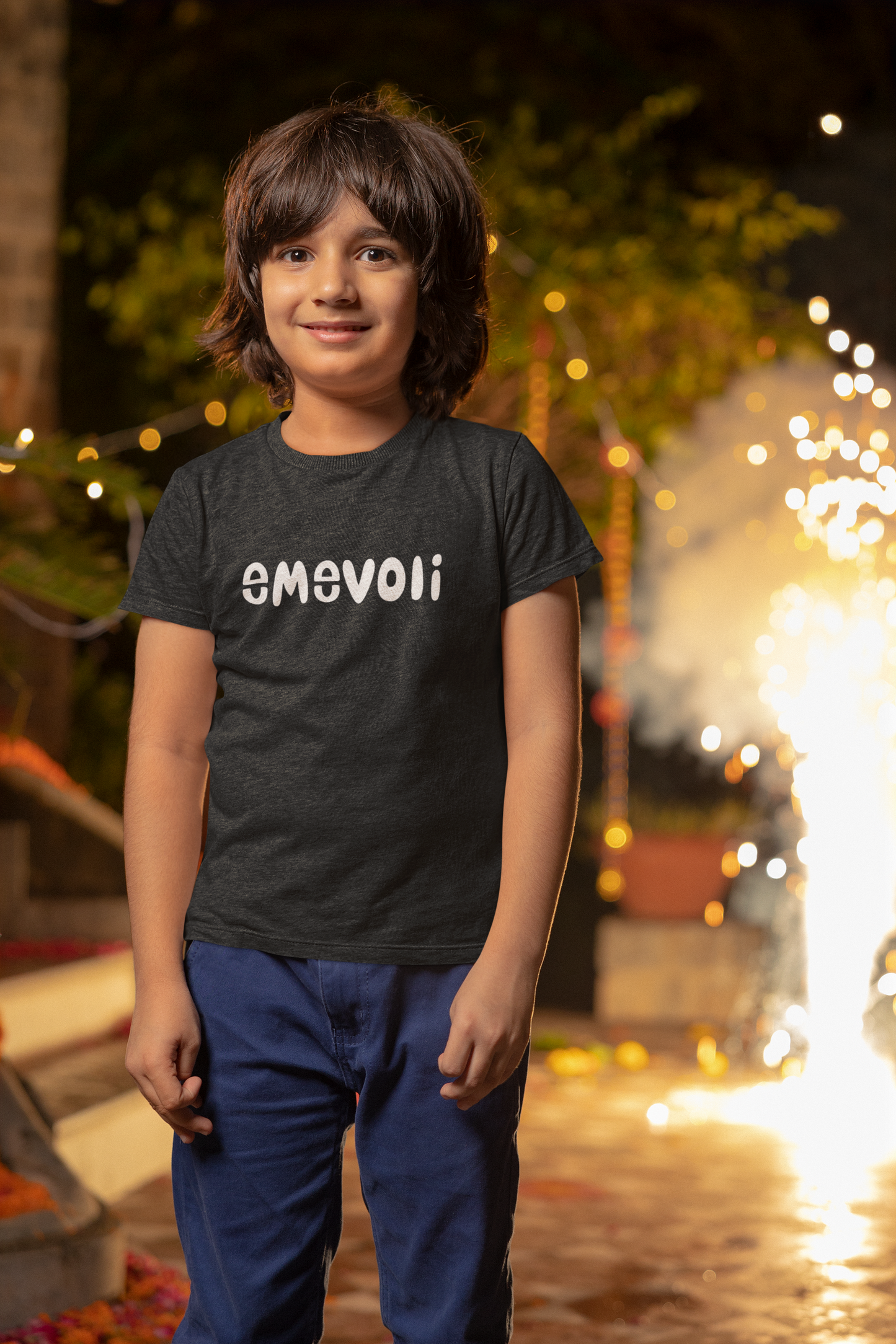 emevoli | White Text | Black T-Shirt | Youth