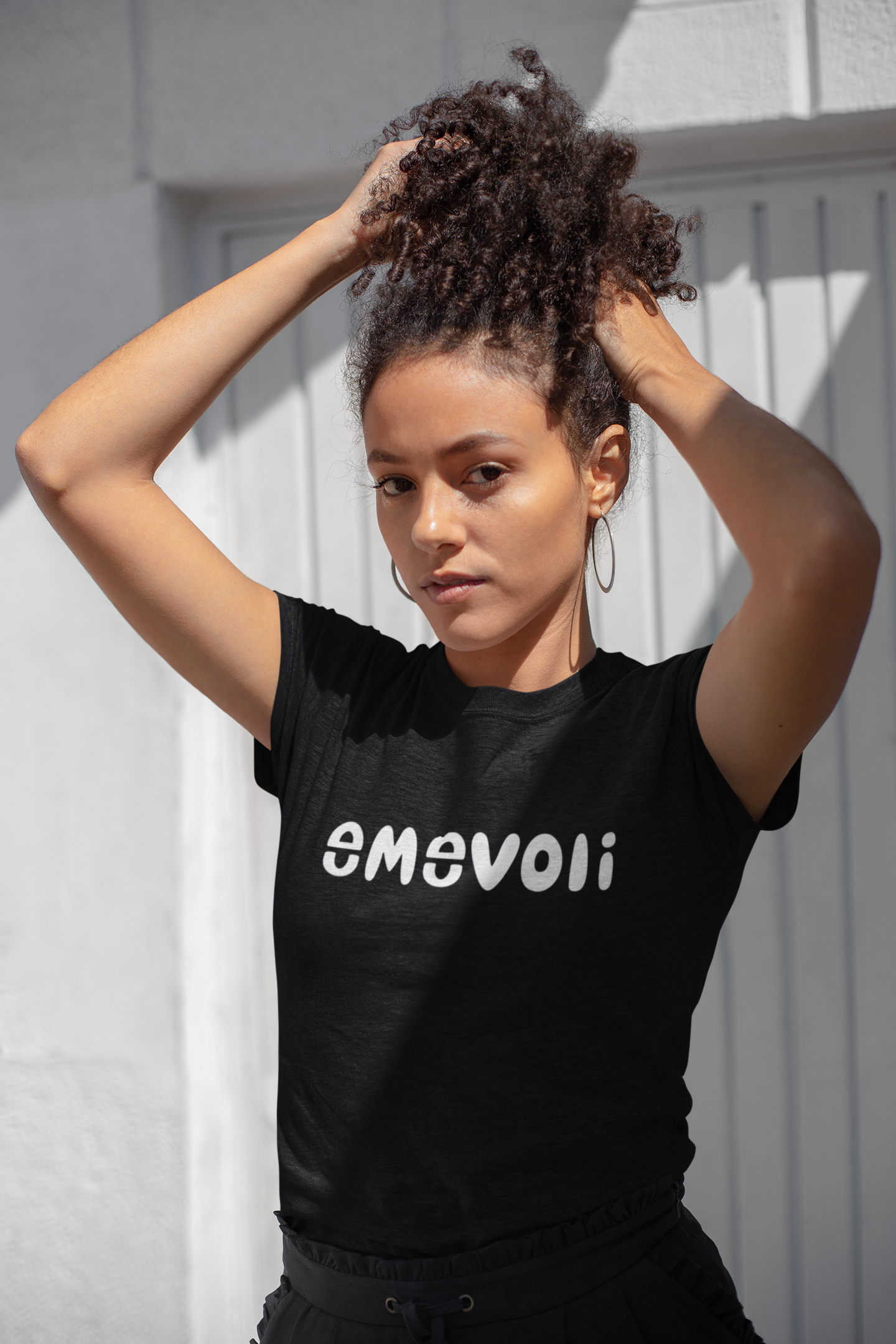 emevoli | White Text | Black Unisex T-Shirt