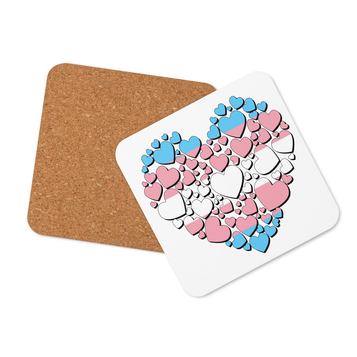 Trans Flag Colors | Cork-back coaster