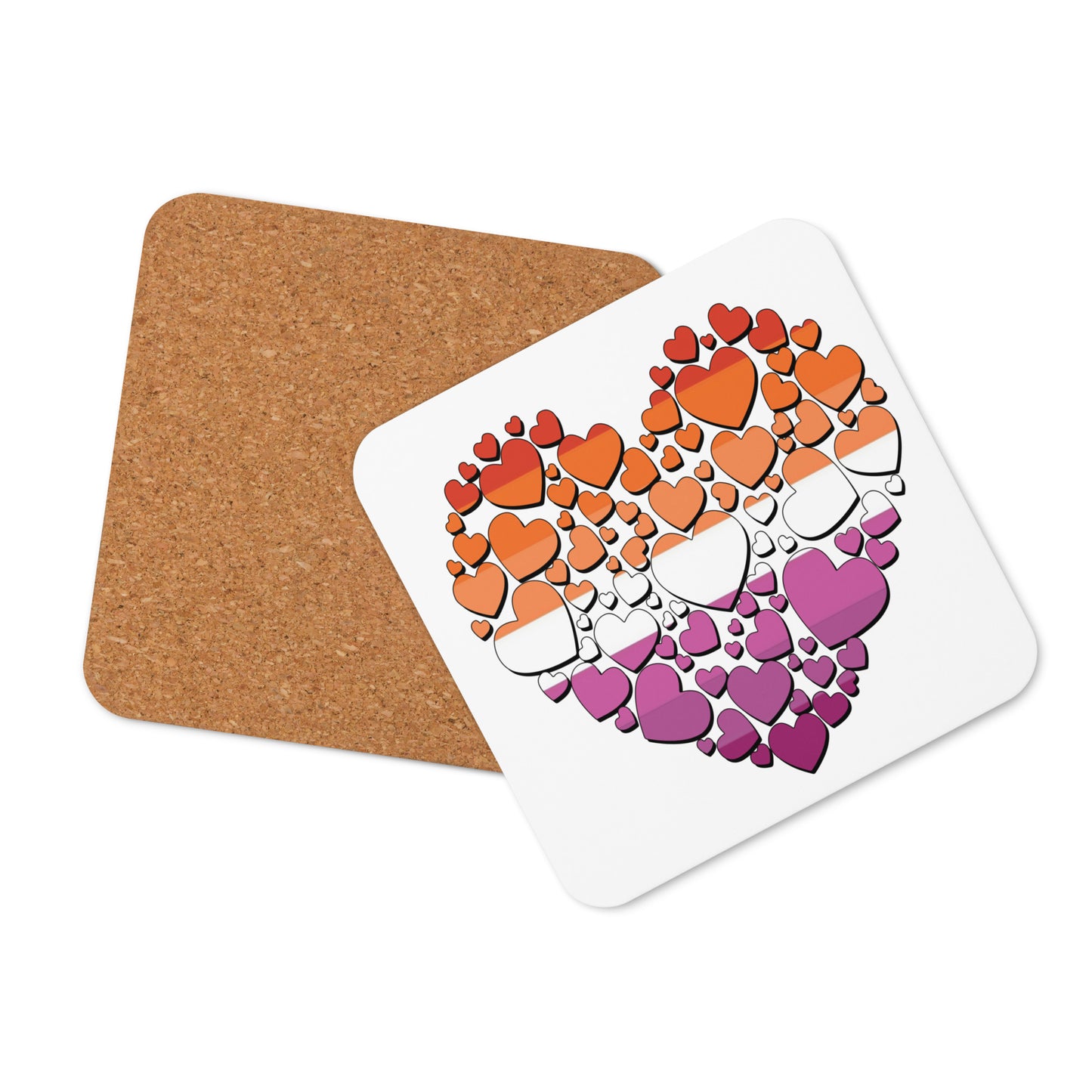 Lesbian Flag Colors | Cork-back coaster