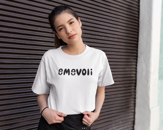 emevoli | Black Text | White Unisex T-Shirt