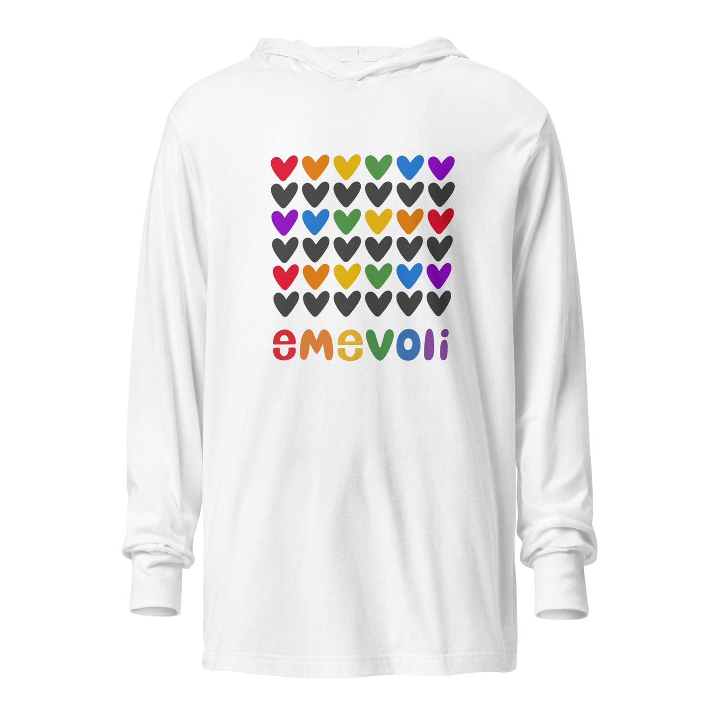 emevoli | Rainbow Hearts | Hooded Long-Sleeve Tee