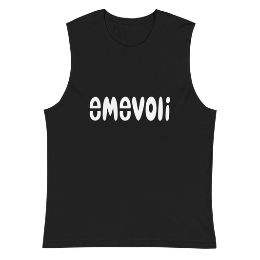 emevoli | Black Tank | White Text | Women's